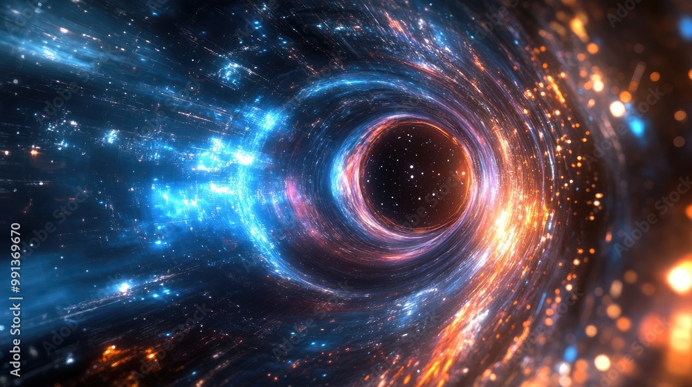 Aufkleber vortex tunnel background representing a wormhole transporting through time and space in a sci fi the