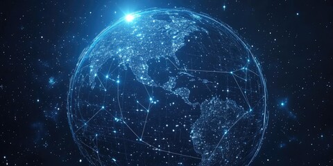 Obraz premium Panoramic celestial map showcasing a hemisphere filled with bright constellations against a starry night backdrop Futuristic glowing design 3D illustration