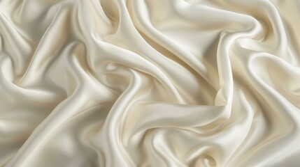 Fototapeta premium Close up of luxurious cream silk fabric with soft weave, ideal for fashion and interior design.