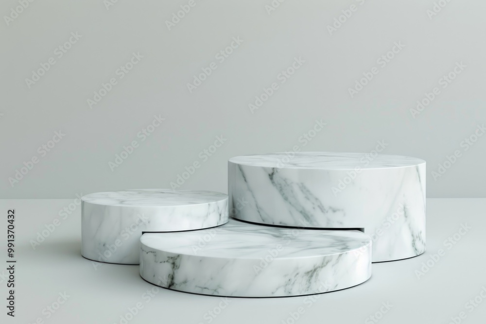 Poster This elegant marble coffee table set is composed of three round, low profile tables that can be stacked or arranged in any configuration. The minimalist design is modern and sleek