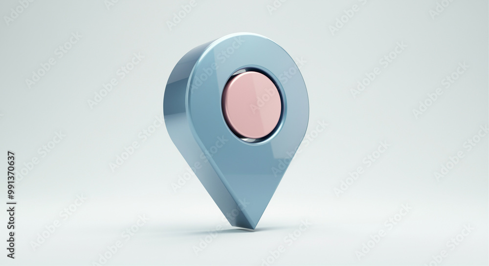Poster map pin with location marker symbol on light background for digital mapping and navigation concepts