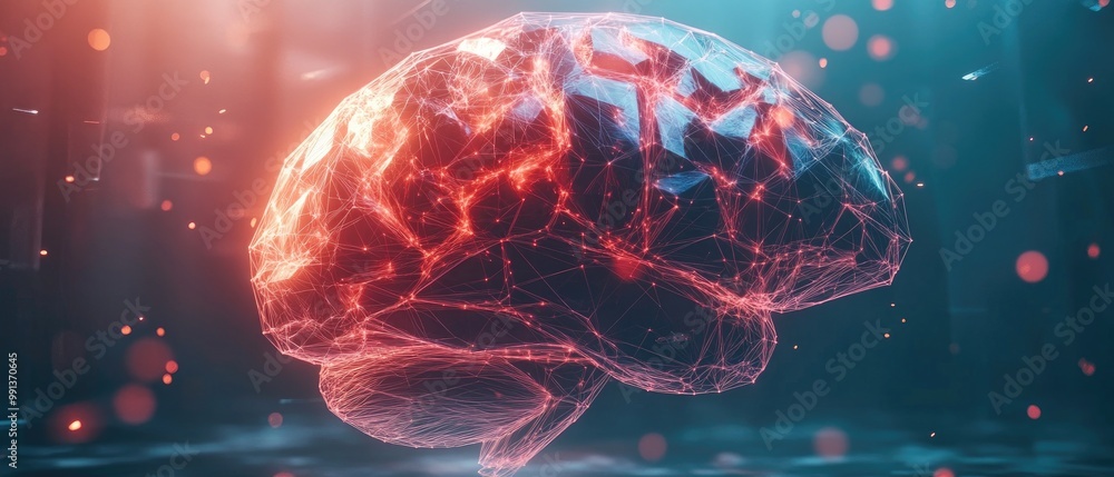 Poster abstract triangular brain representing the concept of artificial intelligence