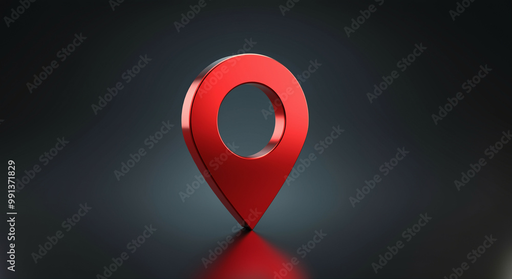 Poster location pin technology on dark background for mapping and navigation