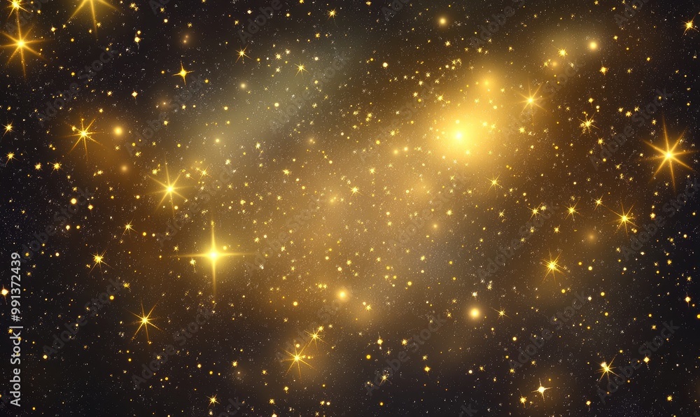 Canvas Prints dust sparkles and golden stars gleam with a unique radiance glow effect created in a 2d cartoon illu