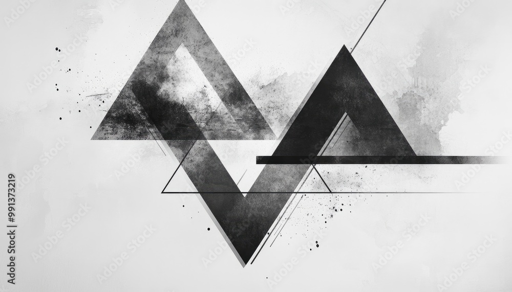 Poster Abstract geometric shapes create an optical illusion featuring a timeless triangular outline in a minimalist design