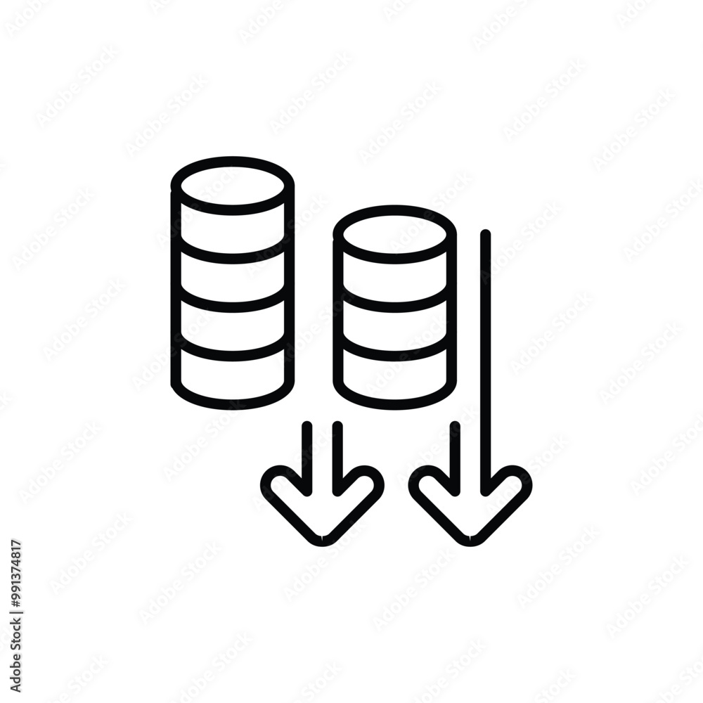 Poster financial decline thin outline icon vector design good for web or mobile app