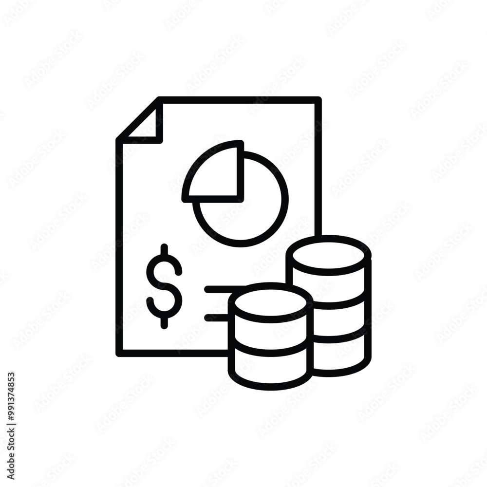 Poster financial report thin outline icon vector design good for web or mobile app