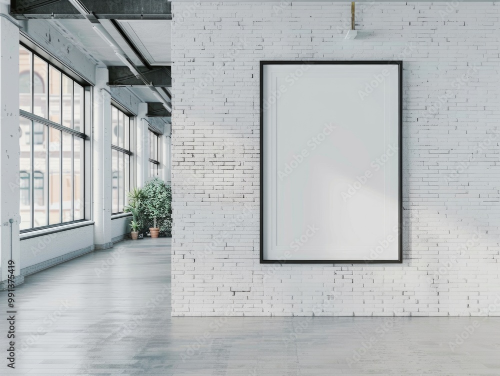 Poster empty wall space with frame and shadow. perfect for custom artwork or framed photo