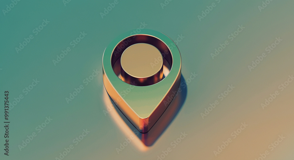 Aufkleber location marker design in modern style shiny metallic finish on abstract background