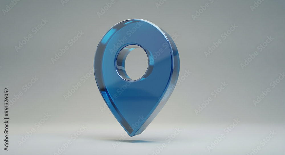 Poster location pin icon on a solid surface representing navigation and mapping applications