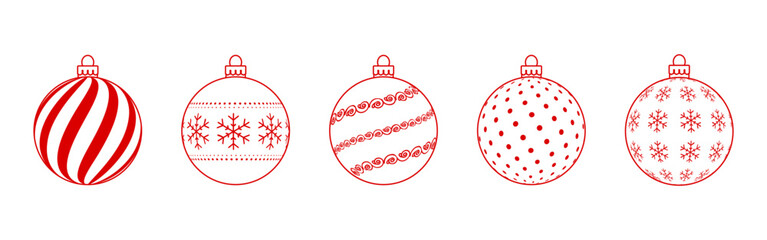Vector illustration of red Christmas balls set on transparent background