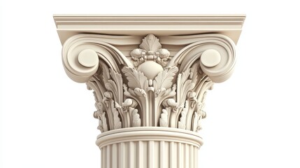 Obraz premium Antique column in classic style isolated on white background. Ancient architecture and historical theme. Vector illustration.