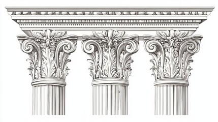 Obraz premium Antique column in classic style isolated on white background. Ancient architecture and historical theme. Vector illustration.
