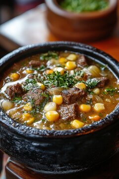 Patasca - A hearty Andean soup made with beef, corn, and tripe, often served in the highlands.