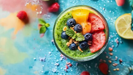Fresh colorful fruit smoothie.