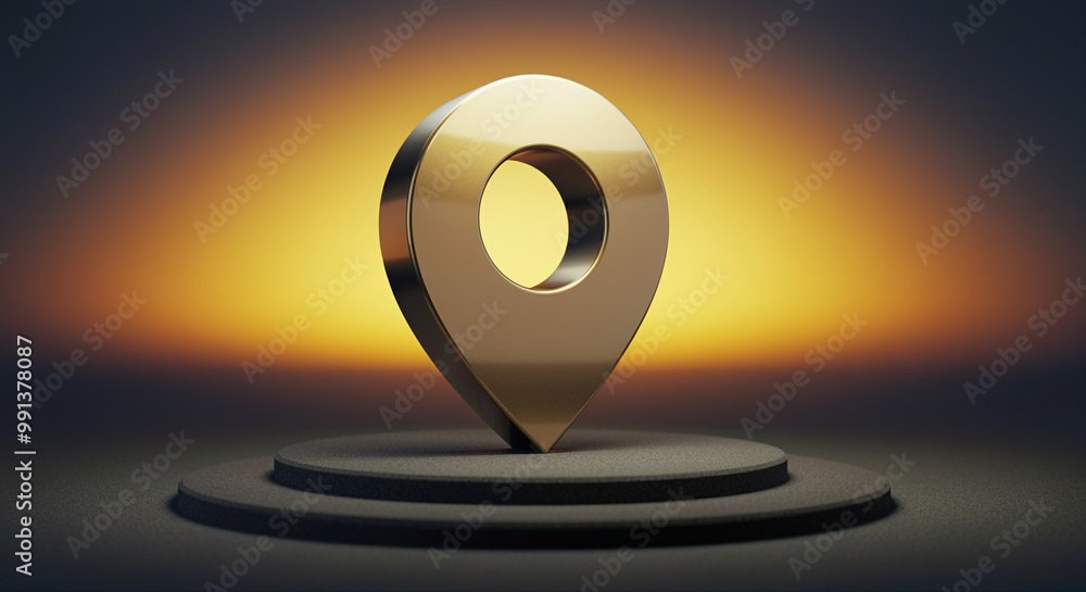 Poster location pin symbolizing technology and navigation on a creative background displaying modern design