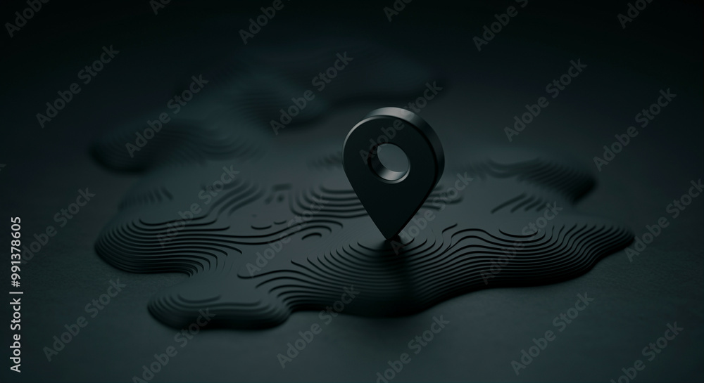 Poster map pin location marker on a textured surface showcasing navigation and geography