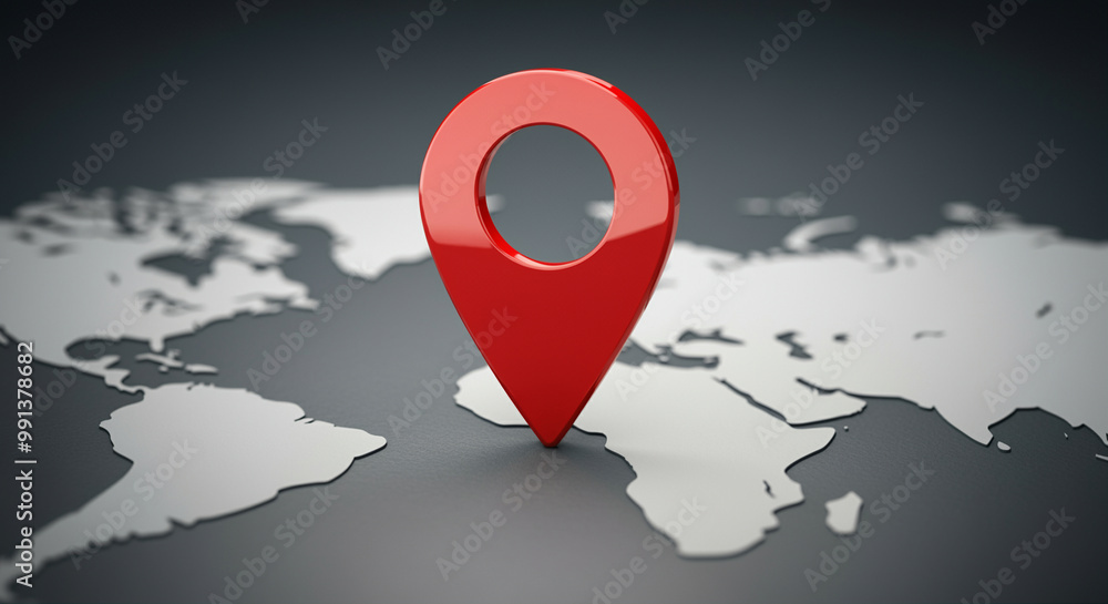 Poster map pin and location marker on world map for travel and navigation