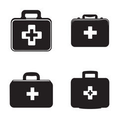 Obraz premium vector of black silhouette of first aid box