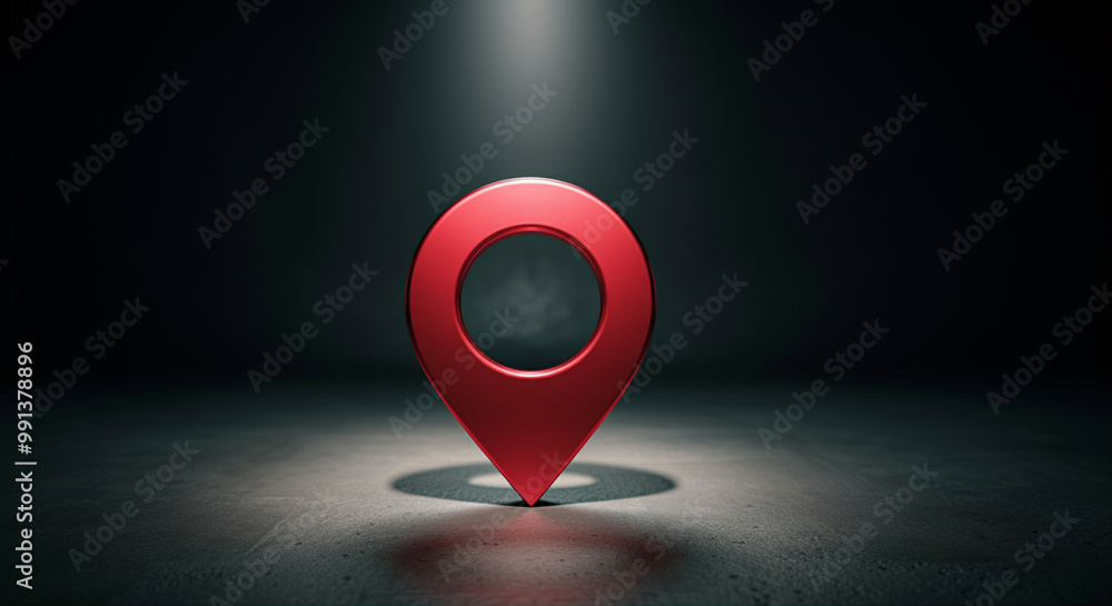 Aufkleber location pin marker in dark background with spotlight for navigation and mapping