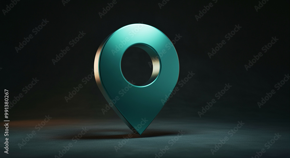 Poster location pin marker in modern design on dark background emphasizing navigation and mapping