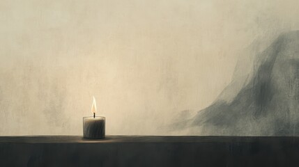 Biblical Illustration of a Candle Burning Low in a Dim Room with Shadows Flickering, Symbolizing the Fleeting Nature of Life and Search for Meaning, Psalms 39