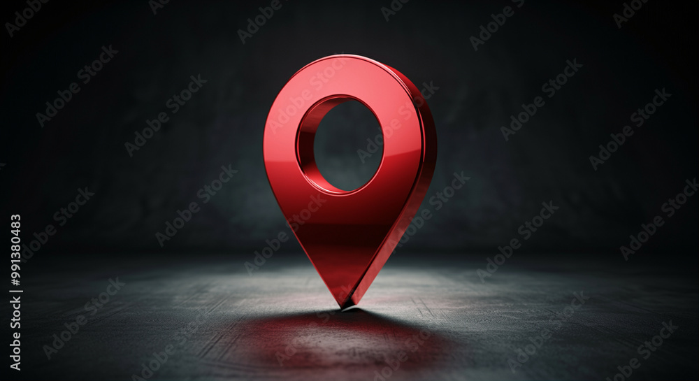 Poster location pin icon on dark background for navigation and mapping applications