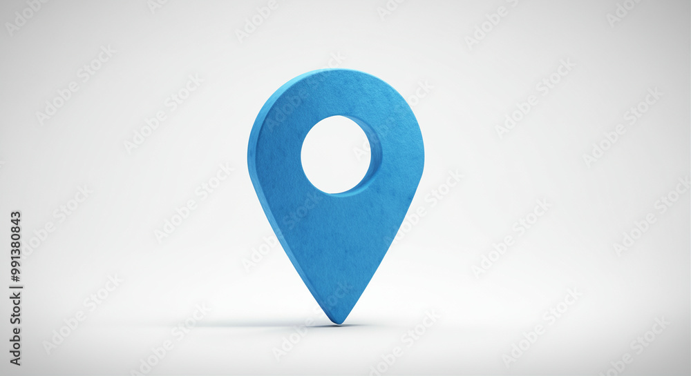 Poster location pin marker symbol in blue color for map navigation