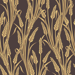 Vector Color Wheat Seamless Pattern