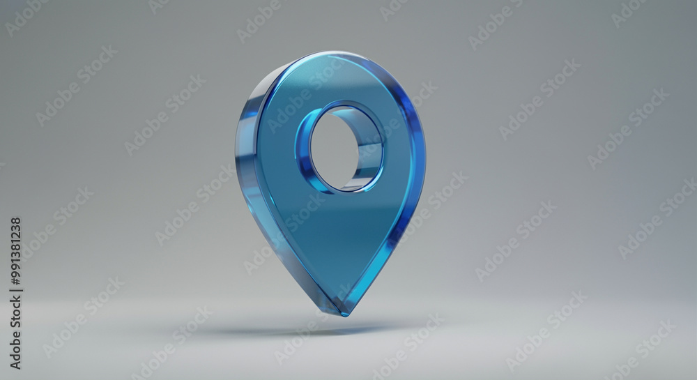 Poster location pin and map icon in modern design with blue color for navigation and location services