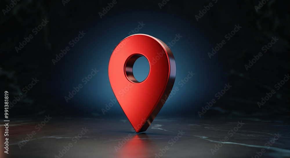 Poster location pin navigation symbol in 3d design with a modern look