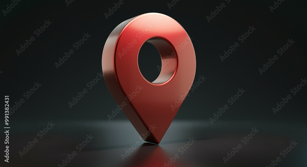 Poster location pin on a dark background representing navigation and mapping technologies