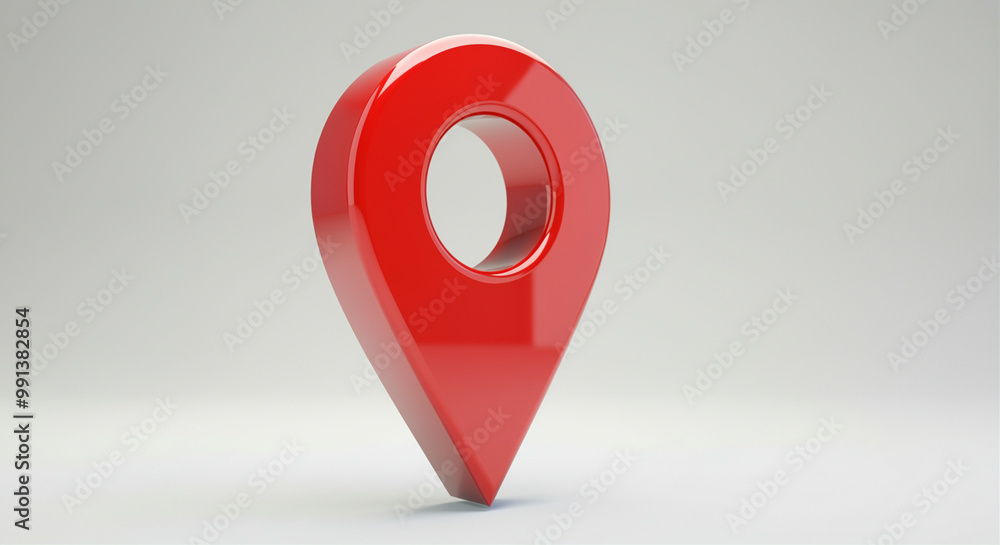 Poster map marker location pin 3d render pointing to place on gray background