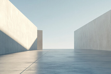 Abstract 3d rendering minimalist style architectural space scene,