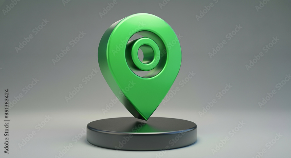 Poster location pin marker on a sleek base with a modern design showcasing navigation concepts