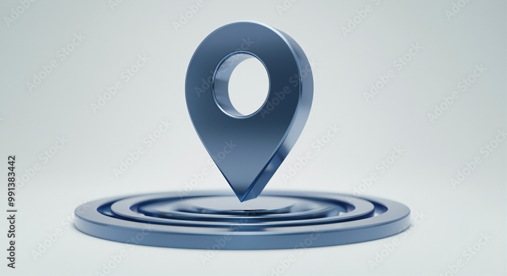 Poster location pin map marker 3d design with modern style and geometric elements