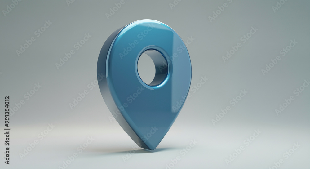 Poster location pin icon representing digital navigation and mapping techniques in a modern design