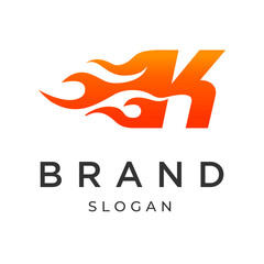 company logo, Logo Letter K Fire Flame, simple flat and minimalist, symbolic
