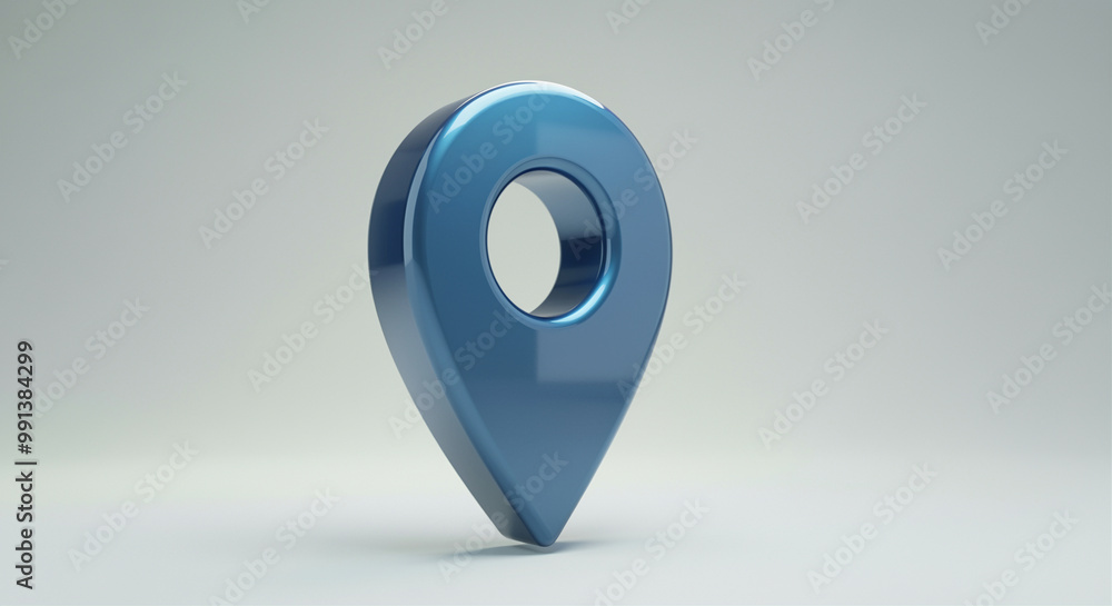Poster location pin marker icon in vibrant blue color highlighting digital navigation and map usage