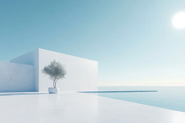 Abstract 3d rendering minimalist style architectural space scene,