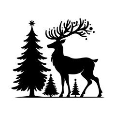 Christmas Reindeer Silhouette Vector Illustration