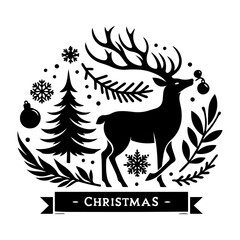 Christmas Reindeer Silhouette Vector Illustration