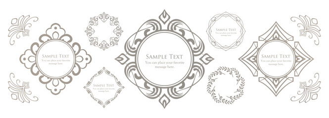 クリスマスモチーフのフレームデザインセット。ゴージャスでエレガントなデザイン素材
