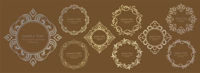 クリスマスモチーフのフレームデザインセット。ゴージャスでエレガントなデザイン素材
