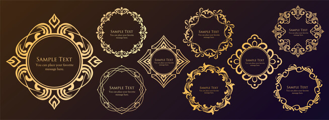 クリスマスモチーフのフレームデザインセット。ゴージャスでエレガントなデザイン素材
