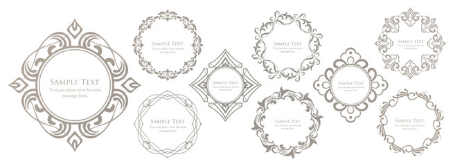 クリスマスモチーフのフレームデザインセット。ゴージャスでエレガントなデザイン素材
