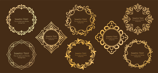 クリスマスモチーフのフレームデザインセット。ゴージャスでエレガントなデザイン素材
