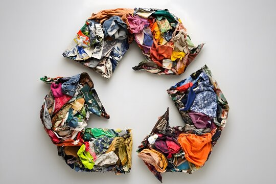 eco-friendly and sustainable clothing in shape of recycling sign