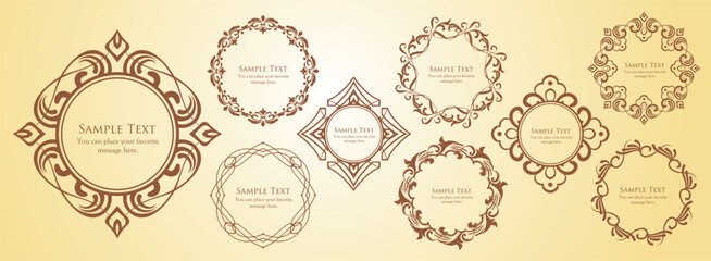 クリスマスモチーフのフレームデザインセット。ゴージャスでエレガントなデザイン素材
