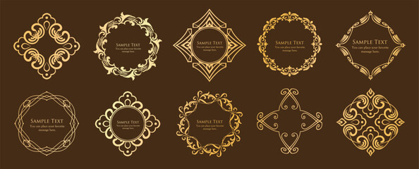 クリスマスモチーフのフレームデザインセット。ゴージャスでエレガントなデザイン素材
